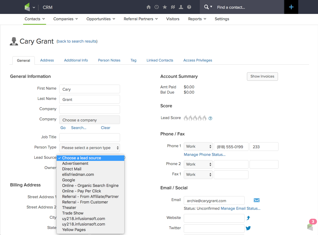 set up assign lead source infusionsoft