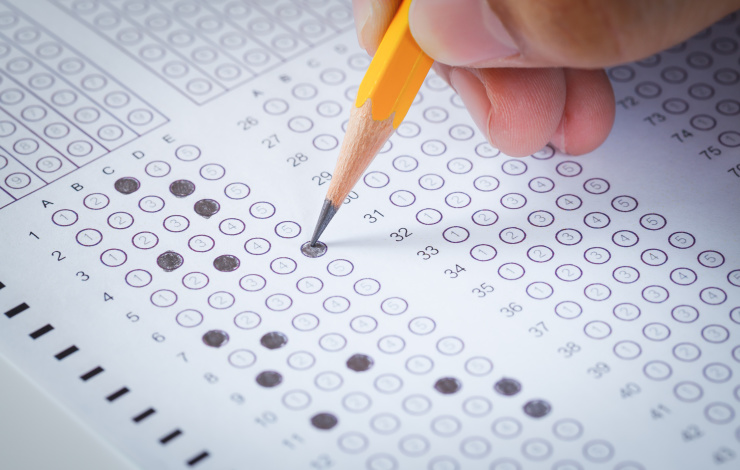 Taking a quiz with a scantron