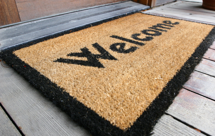 welcome mat at front door