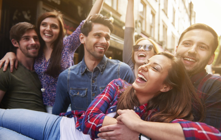 a group of delighted millenials