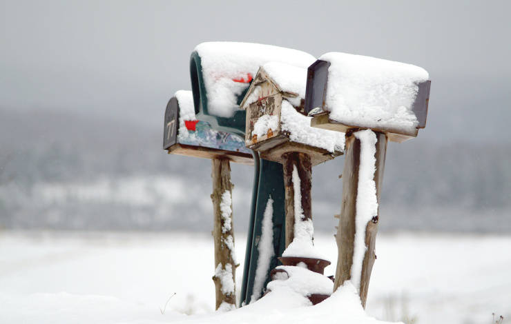 mailboxes in the snow
