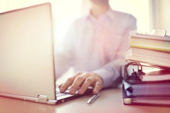 man working on laptop