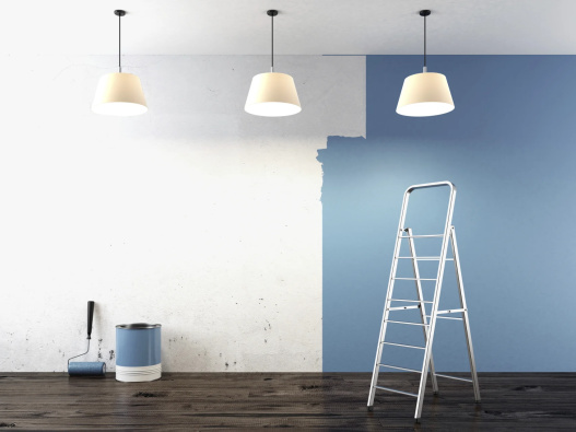 a wall half painted