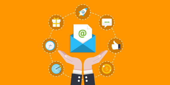 email marketing illustration with orange background