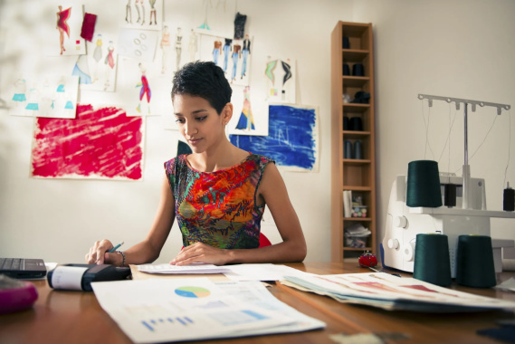 young entrepreneur working on her business