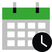 Modern calendar with clock icon