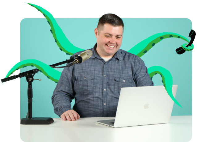 Webinar host with octopus arms to work on many things at once.