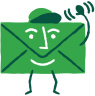 Icon depicting an email message with a smile