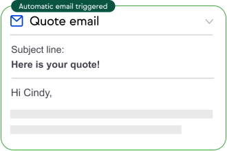 Image of Keap product, showing an automated quote email.