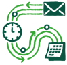 Sales and Marketing automation icon showing marketing workflow