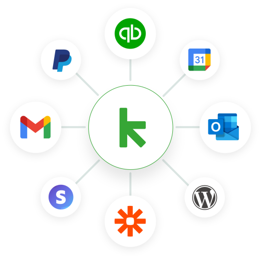 Graphic showing the different companies Keap integrates with.
