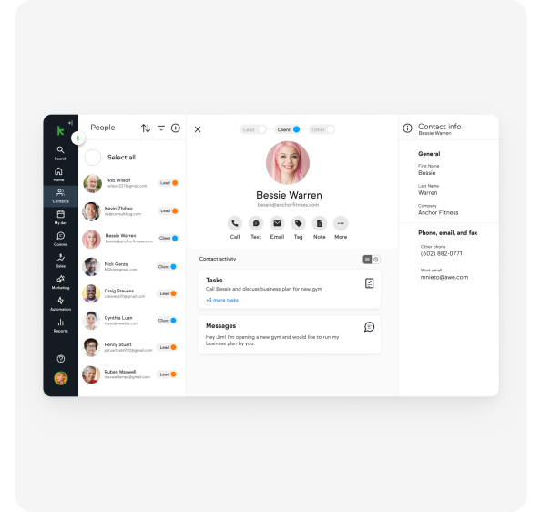 Collect info in the Keap app.