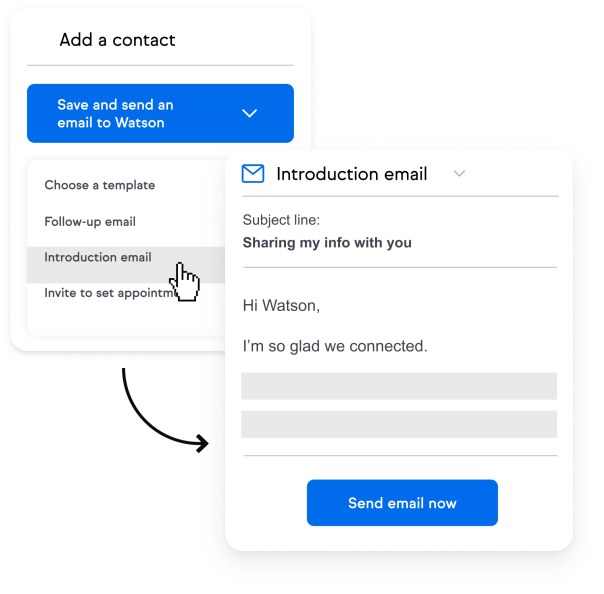 Add a contact and automatically follow up.