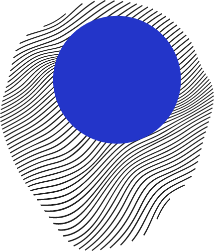 Abstract art of blue circle floating to the left