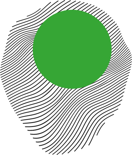 Abstract art of green circle floating to the left