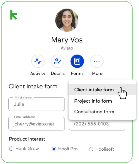 Keap Smart Forms from contact record