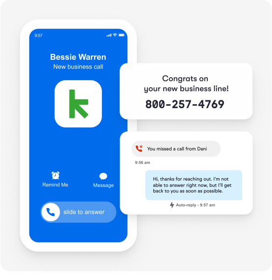 Graphic showing a new business call on the new Keap business line