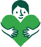 Icon of a person hugging a heart