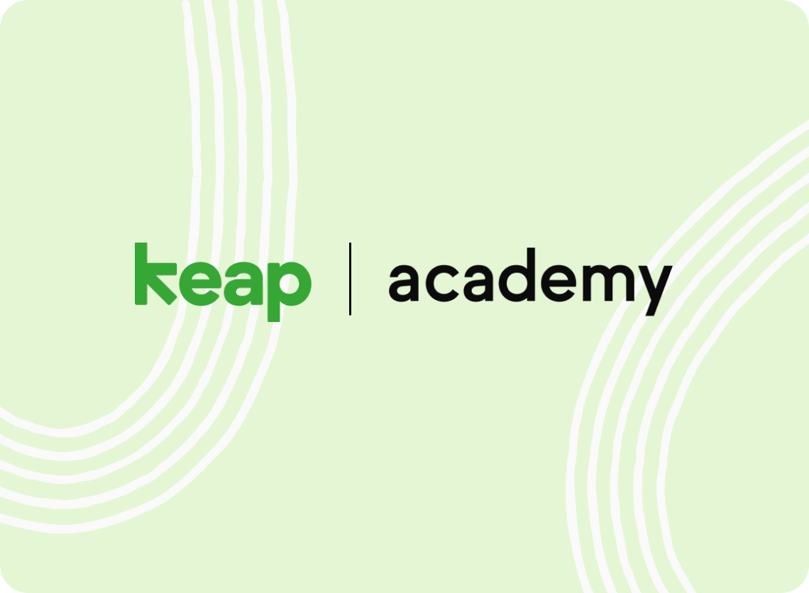 Keap Academy logo against a pale green background