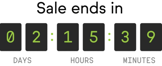 A time counter with the words Sale Ends In above it