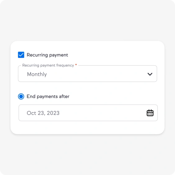 Illustration of setting up a recurring payment in Keap Pro