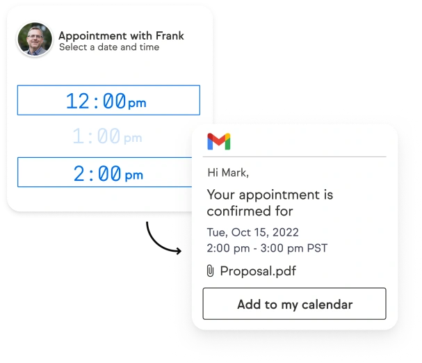 Have your client easily select an appointment time with you.