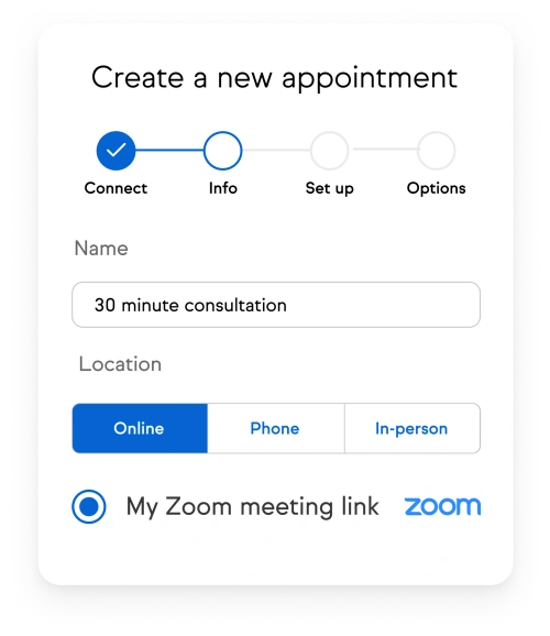 Keap in app appointment scheduling