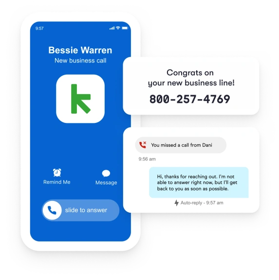 Keap business phone line on phone example