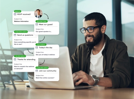 Person Keap's marketing automation software on a laptop