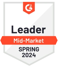 G2 award badge for Leader Mid-Market Spring 2024