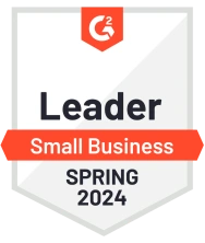 G2 award badge for Small Business Leader Spring 2024