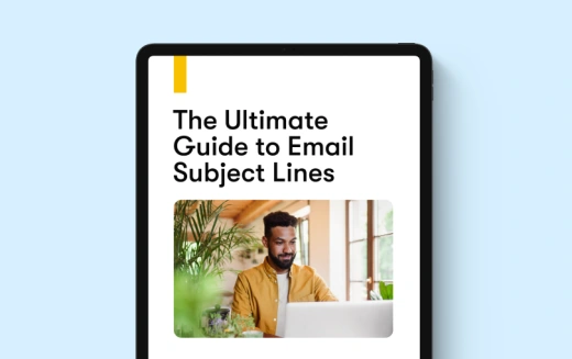 Cover of guide with title: The Ultimate Guide to Email Subject Lines.