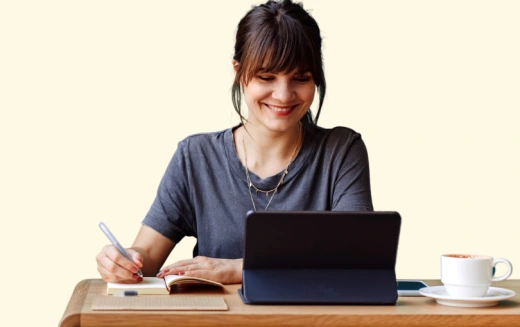 Image of a Keap customer taking notes.