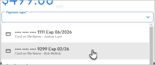 image of payment type selection