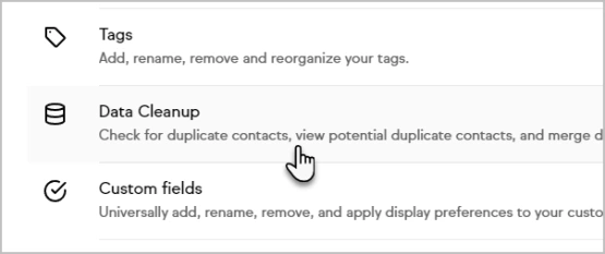 Keap duplicate data cleanup in app example