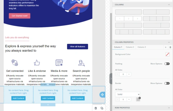 image of multiple columns in the Keap email builder