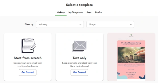 Text only template image in Keap