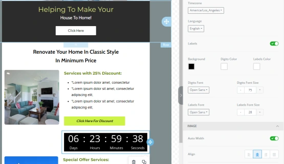 Countdown timer example in an email