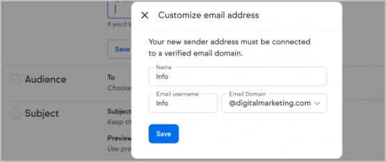 Keap custom email address in app example