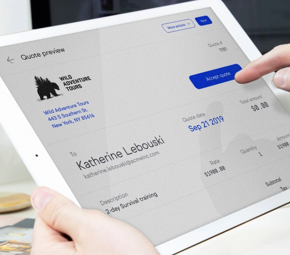 Easily create a quote with one-click acceptance for your client.
