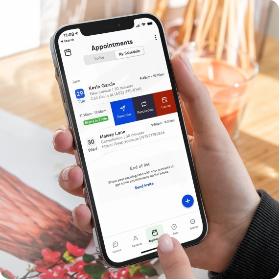 Screenshot of the software, scheduling an appointment