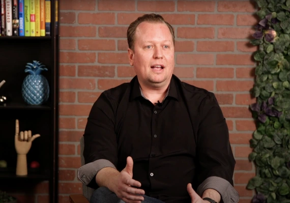 Jason Benedict of Automation Agency mid conversation