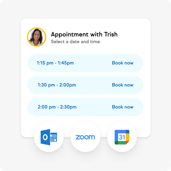 Screenshot of client schedule.