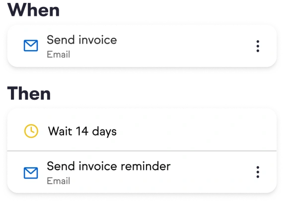 Example of automated payment reminder in Keap app