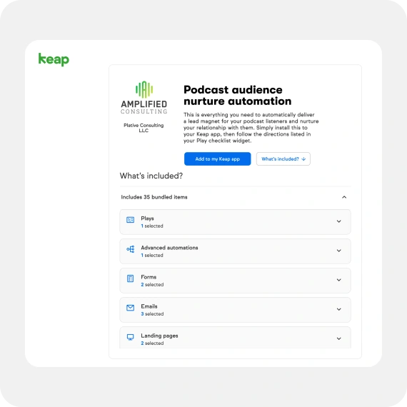 Example of automation adding a prebuilt nurture in app