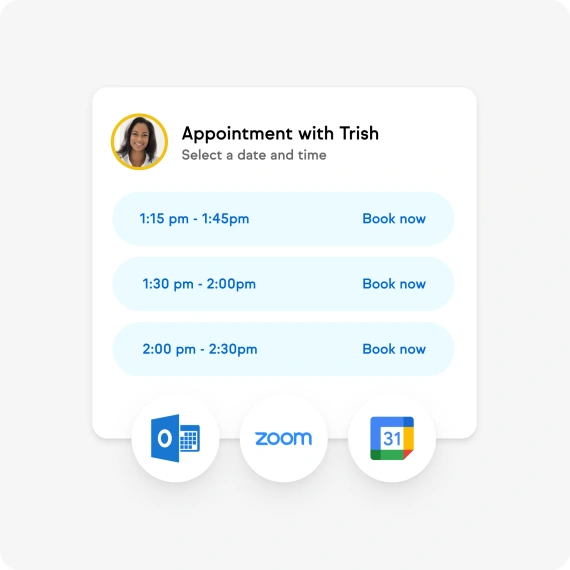 Graphic showing that your calendar can be integrated with Google or Outlook