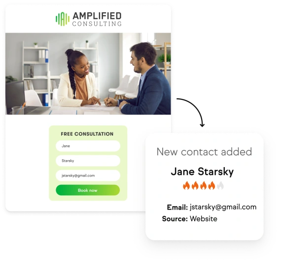 Lead capture example in Keap app after form submission