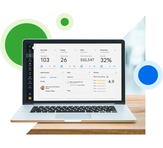 Laptop displaying Keap software dashboard