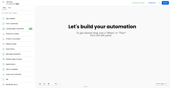 Screenshot of the new automation builder