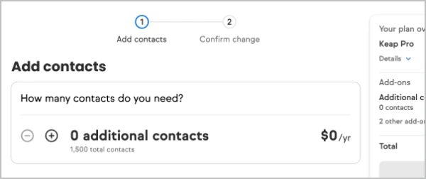 Example of manual contact addition